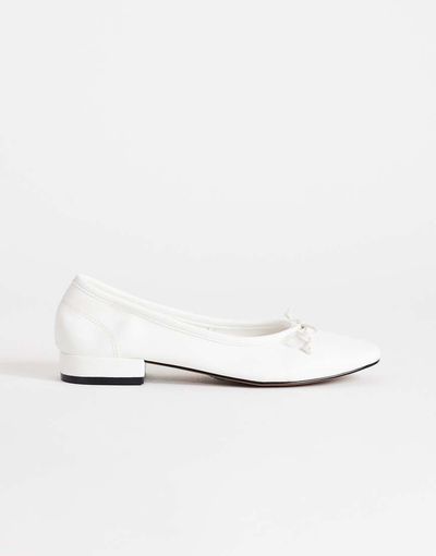 Topshop Topshop Dottie block heel ballet flats in white