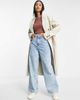 Topshop Topshop double breasted long coat in oat-Neutral - 1
