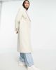 Topshop Topshop double breasted long coat in oat-Neutral - 4