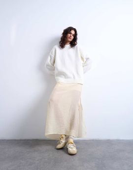 Topshop Topshop double layer sheer straight skirt in buttermilk-Yellow