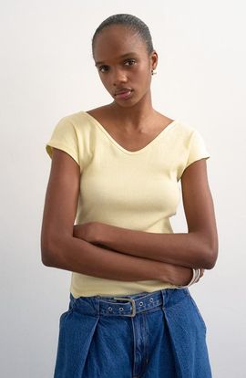 Topshop Topshop Double V-Neck Rib Knit Top