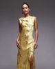 Topshop Topshop drape neck maxi dress in lime based floral-Green - 2