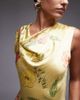 Topshop Topshop drape neck maxi dress in lime based floral-Green - 4