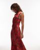 Topshop Topshop drape neck maxi dress in red rose - 2