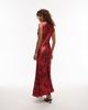 Topshop Topshop drape neck maxi dress in red rose - 4