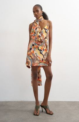 Topshop Topshop Draped Scarf Neck Minidress