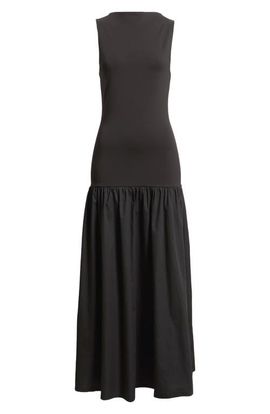 Topshop Topshop Drop Waist Mixed Media Maxi Dress