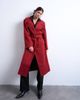 Topshop Topshop dropped belt longline formal coat in Helga red - 2