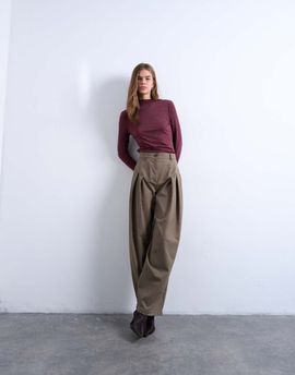 Topshop Topshop dropped waist barrel pants in camel-Neutral