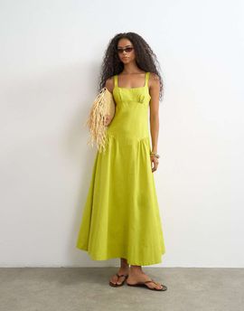 Topshop Topshop dropped waist maxi dress in green
