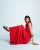 Topshop Topshop dropped waist ruched maxi dress in red - 1