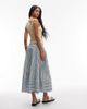 Topshop Topshop dropped waist spliced maxi skirt in blue and lime stripes-Multi - 3