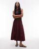 Topshop Topshop dropped waist spliced maxi skirt in burgundy-Red - 1