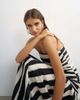 Topshop Topshop dropped waist strapless maxi dress in thick black and white stripes - 3