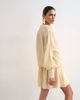 Topshop Topshop dropped waist wrap shirt dress in textured off white - 4