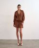 Topshop Topshop dropped waist wrap shirt dress in textured rust-Orange - 2
