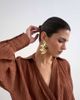 Topshop Topshop dropped waist wrap shirt dress in textured rust-Orange - 3