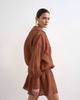 Topshop Topshop dropped waist wrap shirt dress in textured rust-Orange - 4