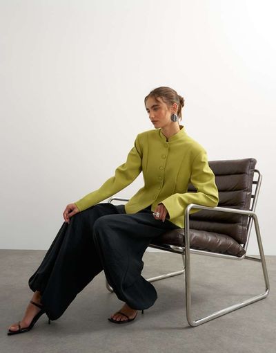 Topshop Topshop drummer jacket in olive - part of a set-Green
