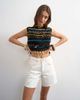 Topshop Topshop Editor denim shorts with raw hem in bone-White - 1