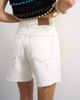 Topshop Topshop Editor denim shorts with raw hem in bone-White - 4