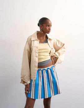 Topshop Topshop elasticated mini skirt in sporty blue stripe