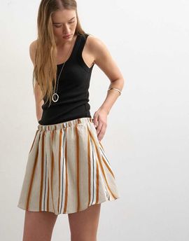 Topshop Topshop elasticized mini skirt in sporty rust stripes-Multi