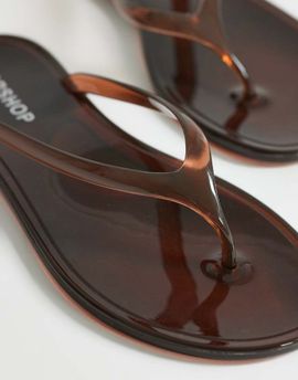 Topshop Topshop Elias jelly flip flops in brown