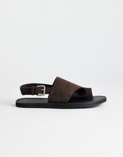 Topshop Topshop Ella leather toe loop sandals in chocolate-Brown