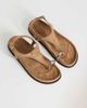 Topshop Topshop Elsie hardware footbed sandals in taupe faux suede-Green - 1