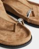 Topshop Topshop Elsie hardware footbed sandals in taupe faux suede-Green - 3