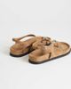 Topshop Topshop Elsie hardware footbed sandals in taupe faux suede-Green - 4