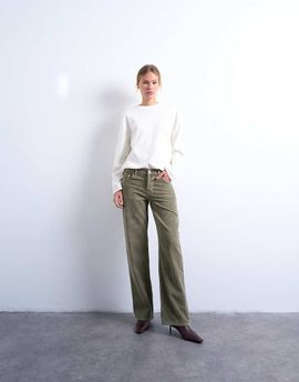 Topshop Topshop Ember low rise cord jeans in sage-Green