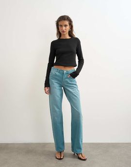 Topshop Topshop Ember low rise relaxed straight leg jeans in teal-Blue