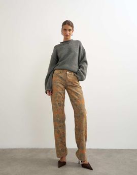 Topshop Topshop Ember low rise straight jean in jacquard-Orange
