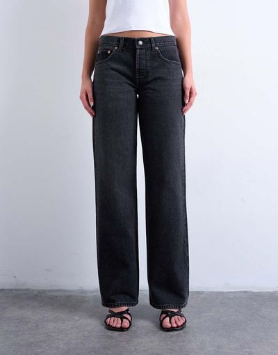 Topshop Topshop Ember low rise straight leg jeans in washed black