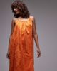 Topshop Topshop embroidered midi dress in orange - 3