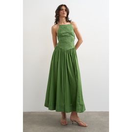 Topshop Topshop Embroidered Open Back Cotton Maxi Dress
