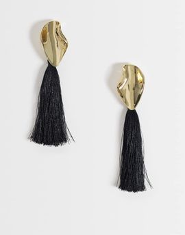 Topshop Topshop Emil tassel statement earrings in black