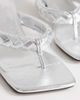 Topshop Topshop Emily pin mid heel woven toe thong sandals in silver - 4