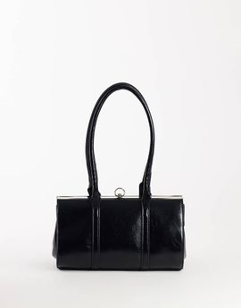 Topshop Topshop Emma medium clasp shoulder bag in black