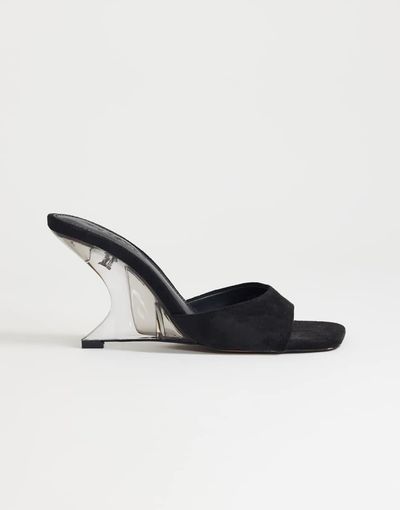 Topshop Topshop Esme mule with clear wedge high heels in black