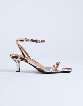 Topshop Topshop Ezra strappy high heel sandals in cow print hair in real leather-Brown