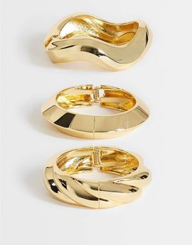 Topshop Topshop Fabio 3 pack bangles in gold