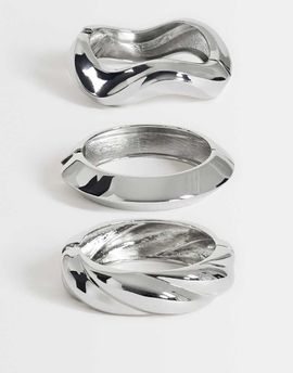 Topshop Topshop Fabio 3 pack bangles in silver