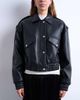 Topshop Topshop faux bubble leather 80s bomber jacket in black - 1