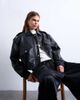 Topshop Topshop faux bubble leather 80s bomber jacket in black - 3