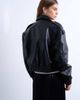 Topshop Topshop faux bubble leather 80s bomber jacket in black - 4