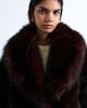 Topshop Topshop faux fur boxy shawl coat in dark burgundy-Red - 3