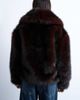 Topshop Topshop faux fur boxy shawl coat in dark burgundy-Red - 4